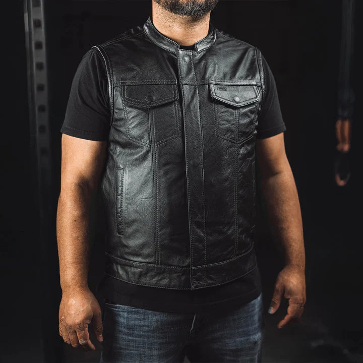 Alley King Men's Leather Motorcycle Vest