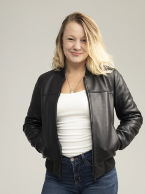 Ivory Impact Womens Fashion Leather Bomber Jacket