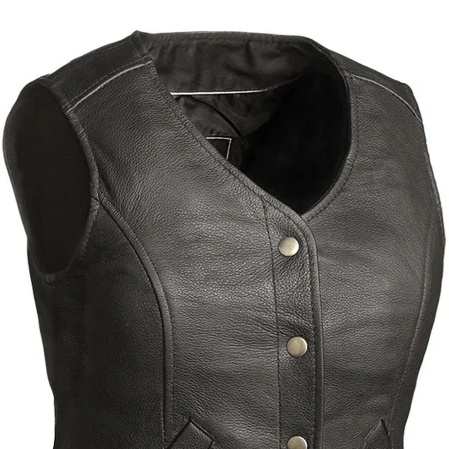 Crimson Asphalt Women's Motorcycle Leather Vest