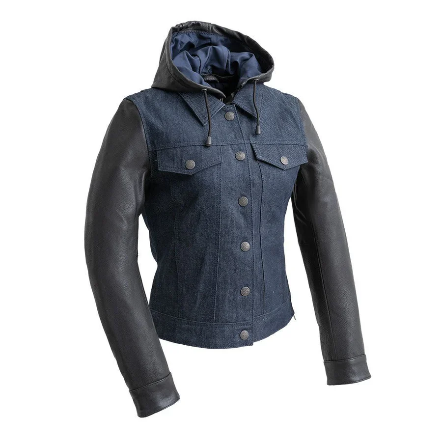 Compare color Obsidian Ride Motorcycle Denim/Leather Jacket
