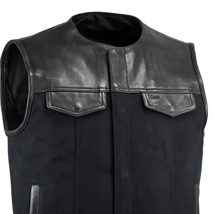 4951-no-collar-mens-leathercanvas-motorcycle-vestmens-canvas-vestsfirst-manufacturing-company-745970