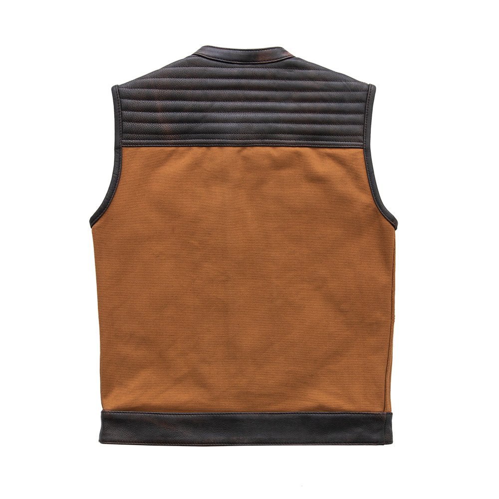 bison-mens-leather-canvas-motorcycle-vest-limited-editionfactory-customsfirst-manufacturing-company-952918