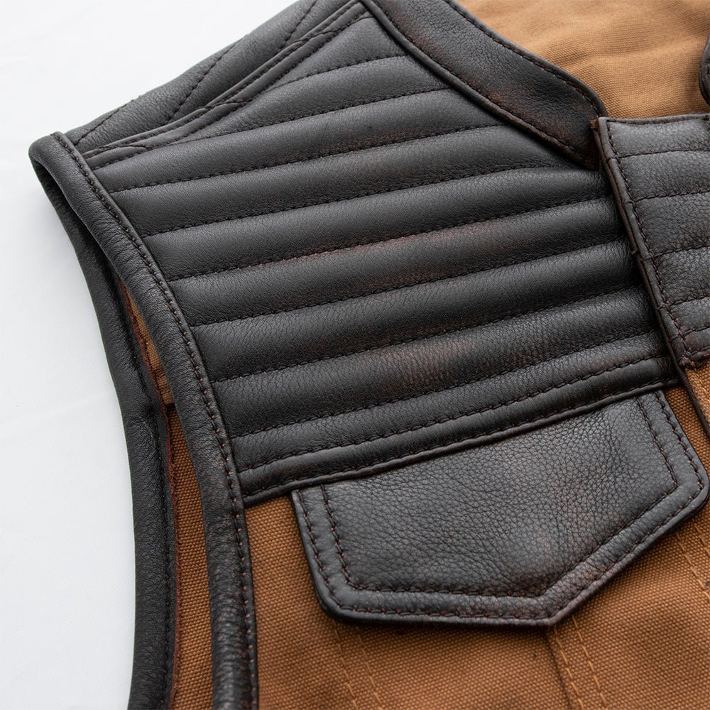 bison-mens-leather-canvas-motorcycle-vest-limited-editionfactory-customsfirst-manufacturing-company-952918