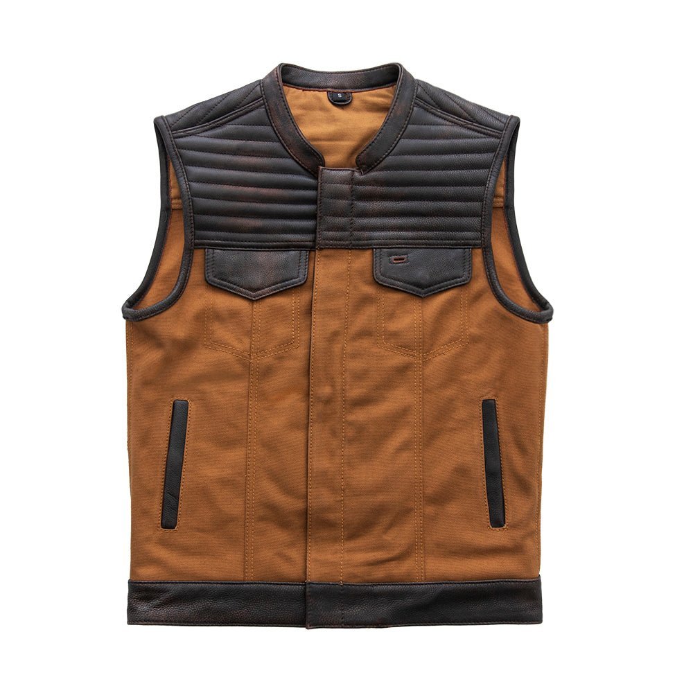 Bison - Men's Leather / Canvas Motorcycle Vest - Limited Edition