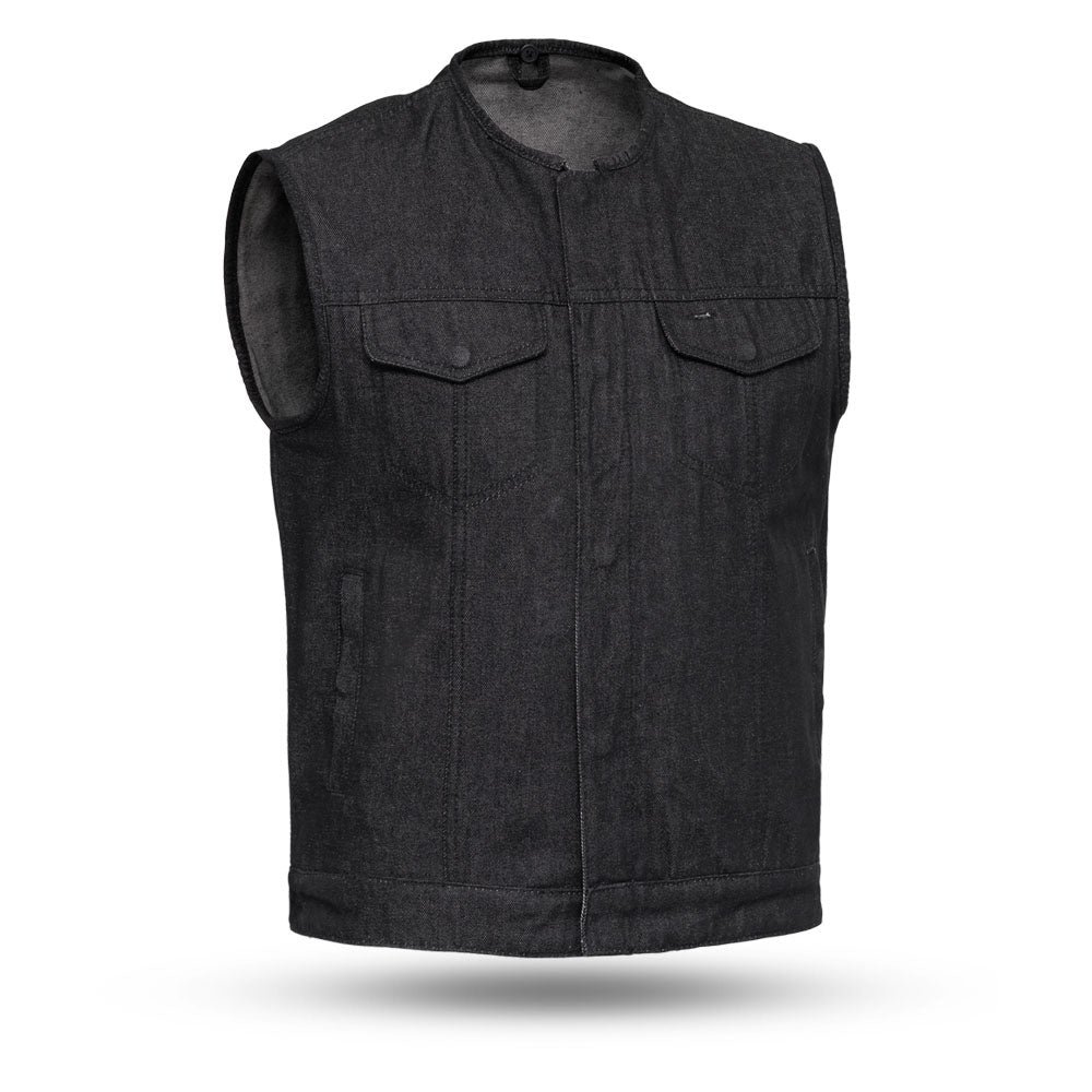Haywood Men's Motorcycle Denim Vest - Black