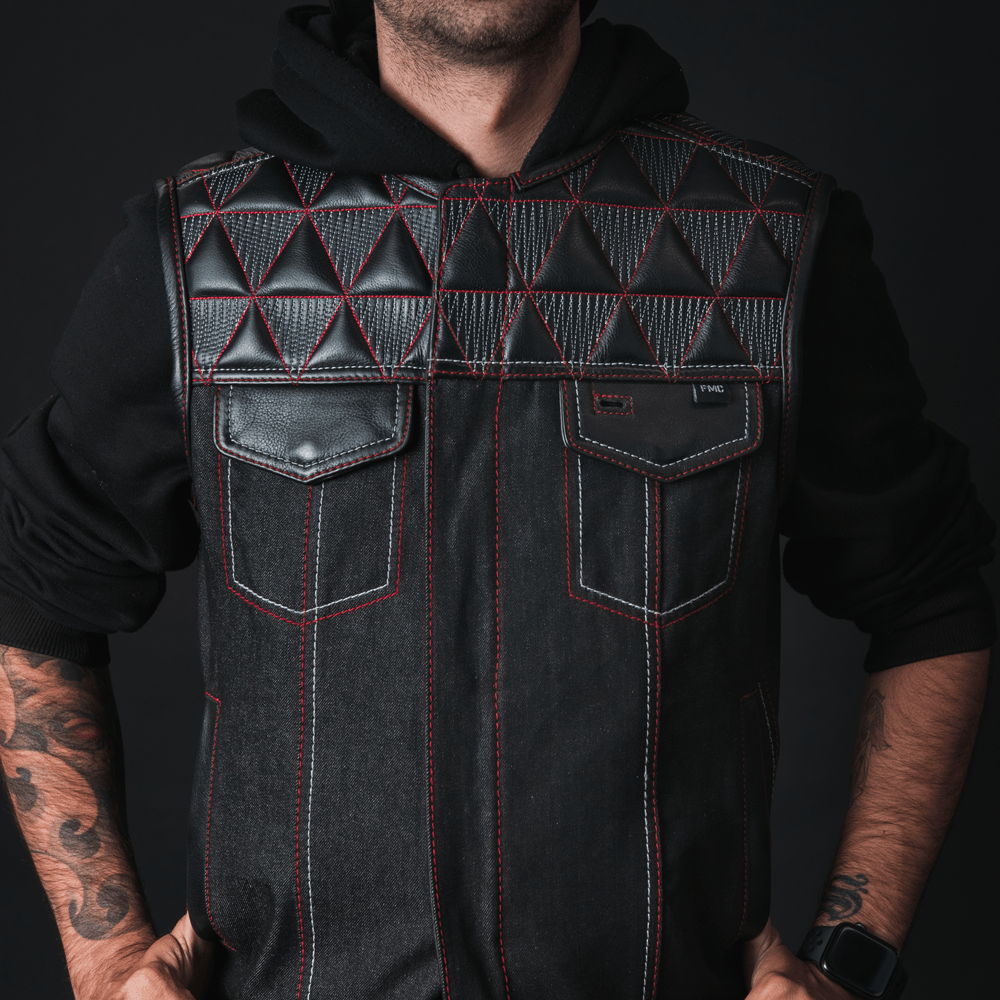 rush-mens-club-style-leatherdenim-motorcycle-vest-limited-editionfactory-customsfirst-manufacturing-company-310241